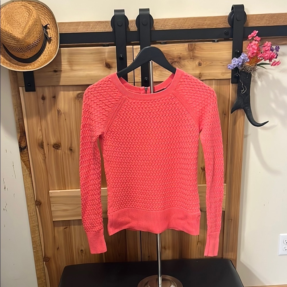 American Eagle Outfitters Pink Crew Neck Sweater with Textured Knit